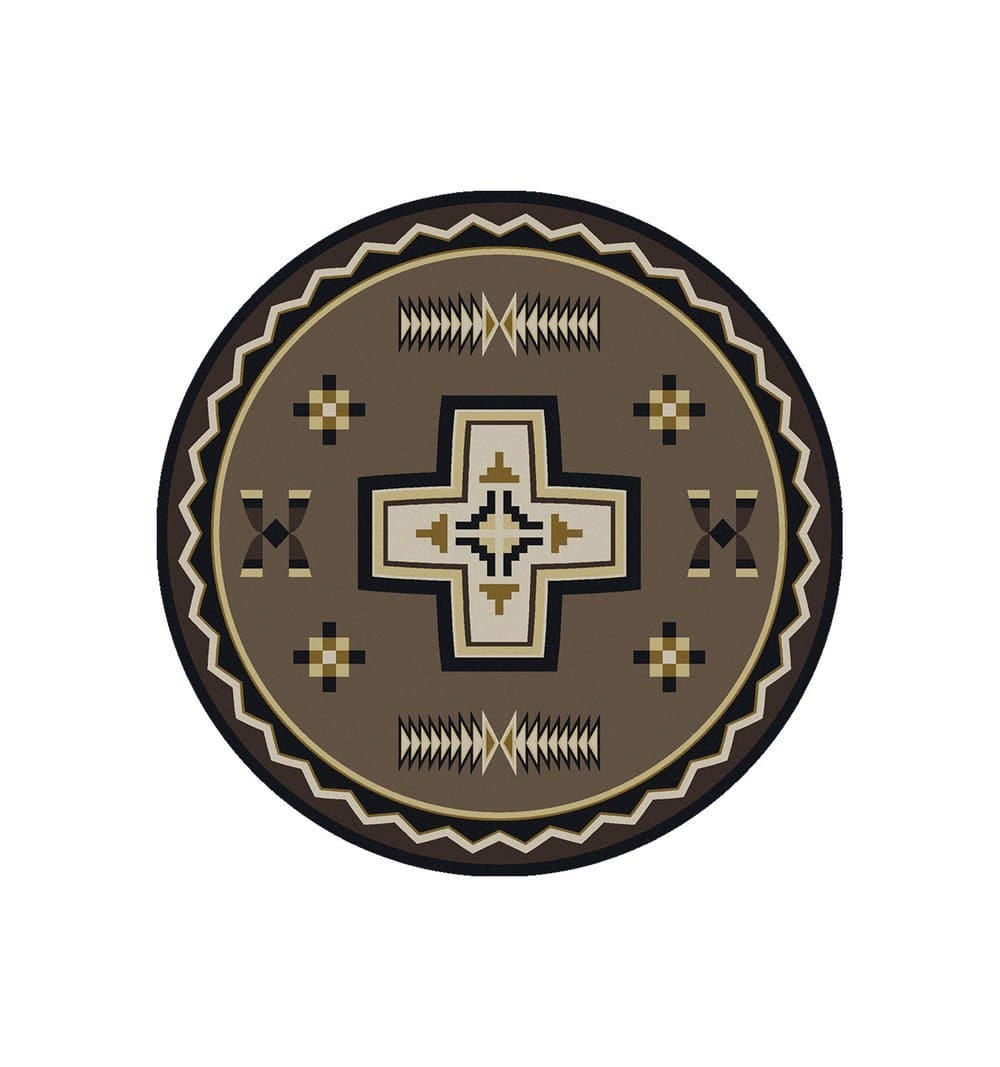 Saint Cross Taupe Round Area Rug - American Made - Your Western Decor