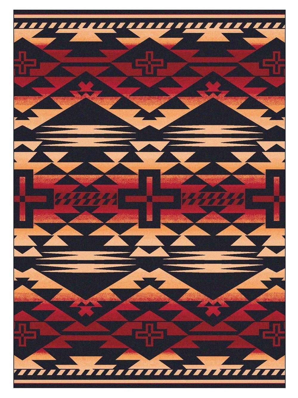 Rustic Cross Southwest Area Rug Burnt Red - Made in the USA - Your Western Decor