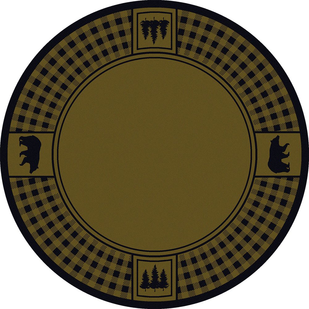 Bear Refuge 8' Round Area Rug  Green - Made in the USA - Your Western Decor