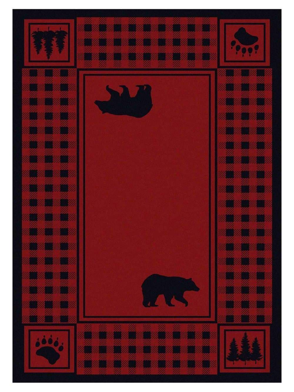 Bear Refuge Rugs  Red - Made in the USA - Your Western Decor