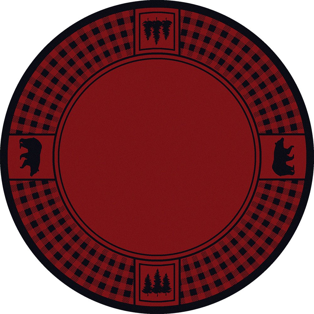 Bear Refuge 8' Round Area Rug Red - Made in the USA - Your Western Decor