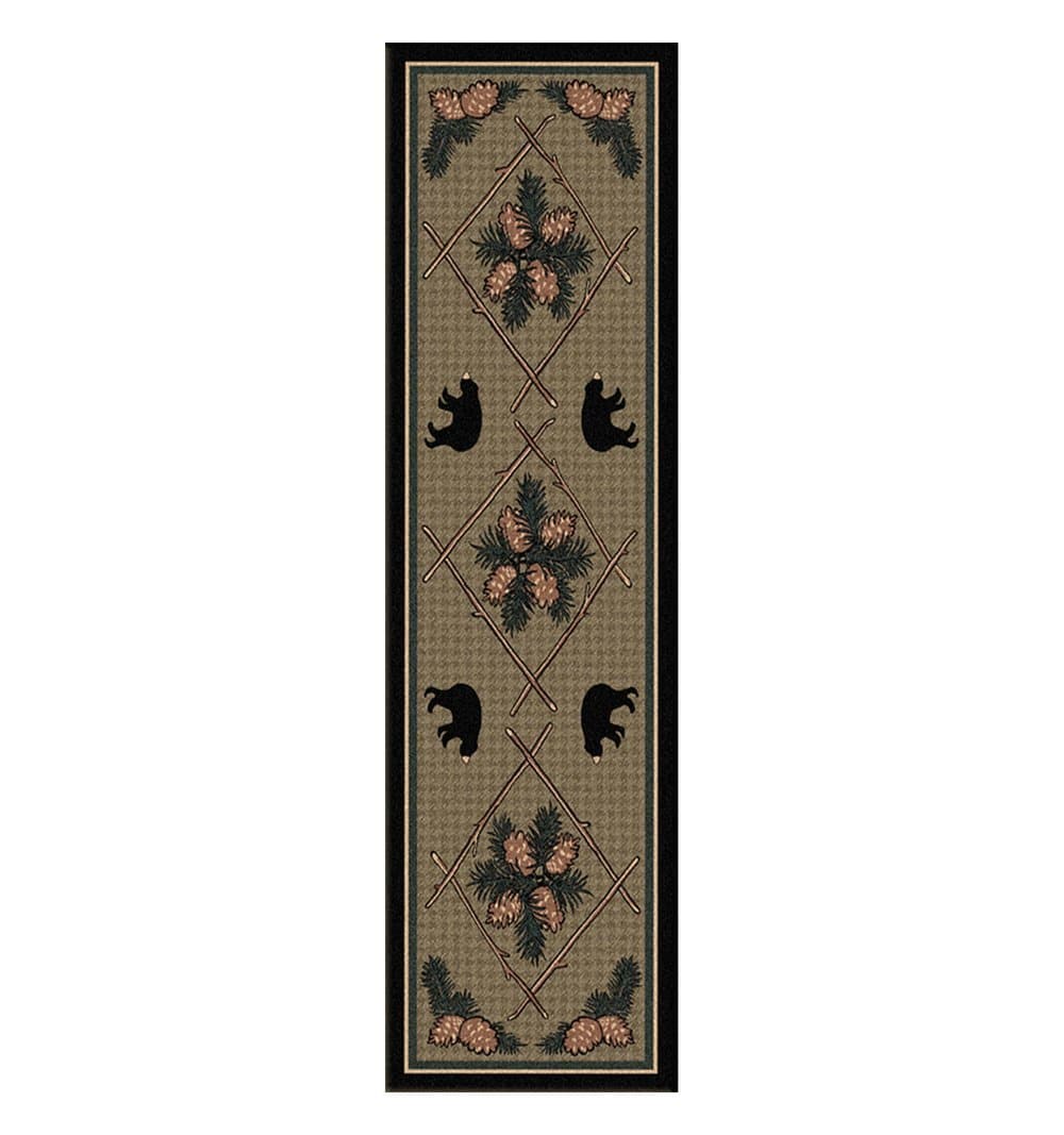 Pine Cone & Bears Floor Runner - Made in the USA - Your Western Decor
