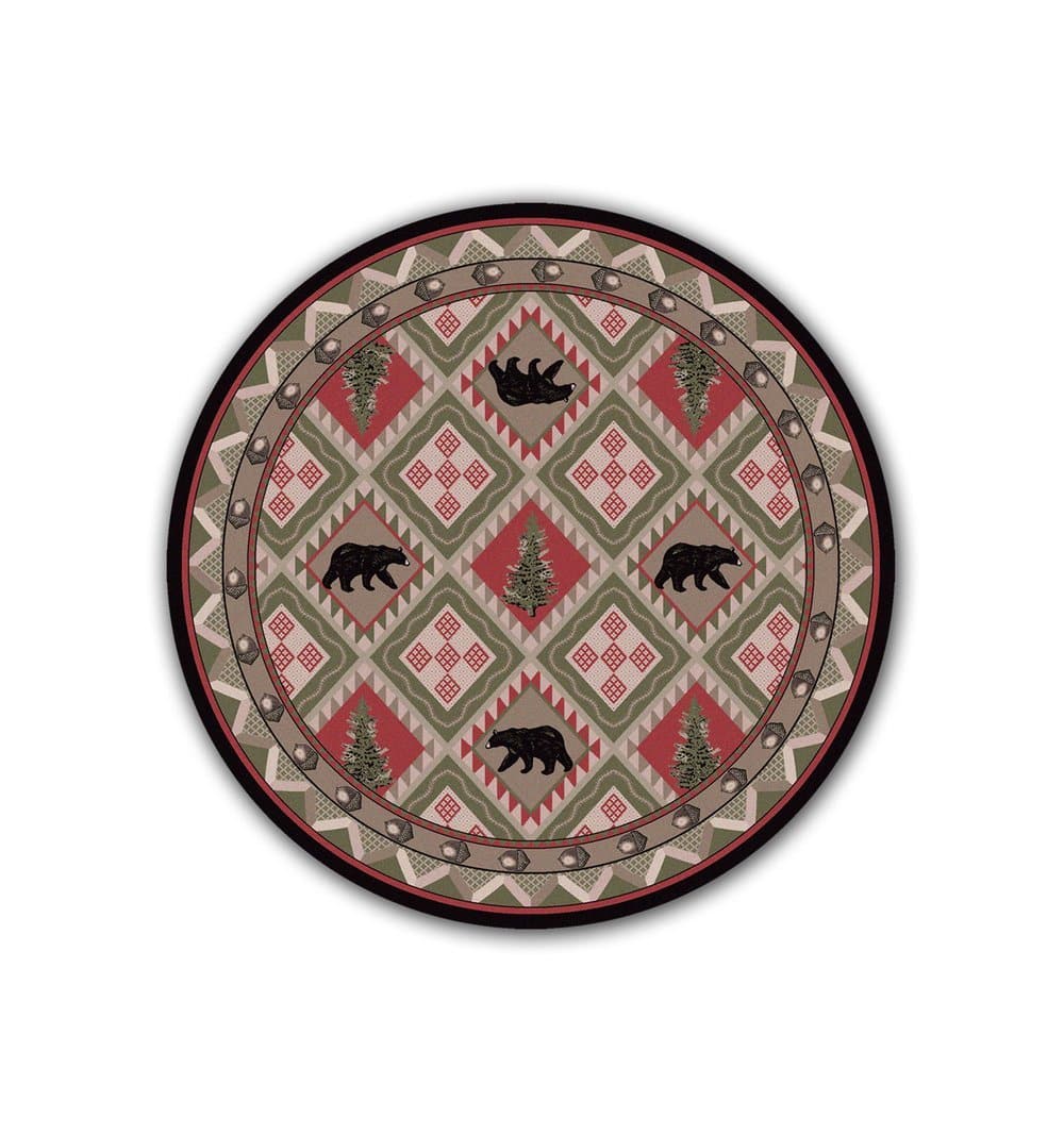 Quilted Forest Cabin 8' Round Area Rug - Made in the USA - Your Western Decor, LLC