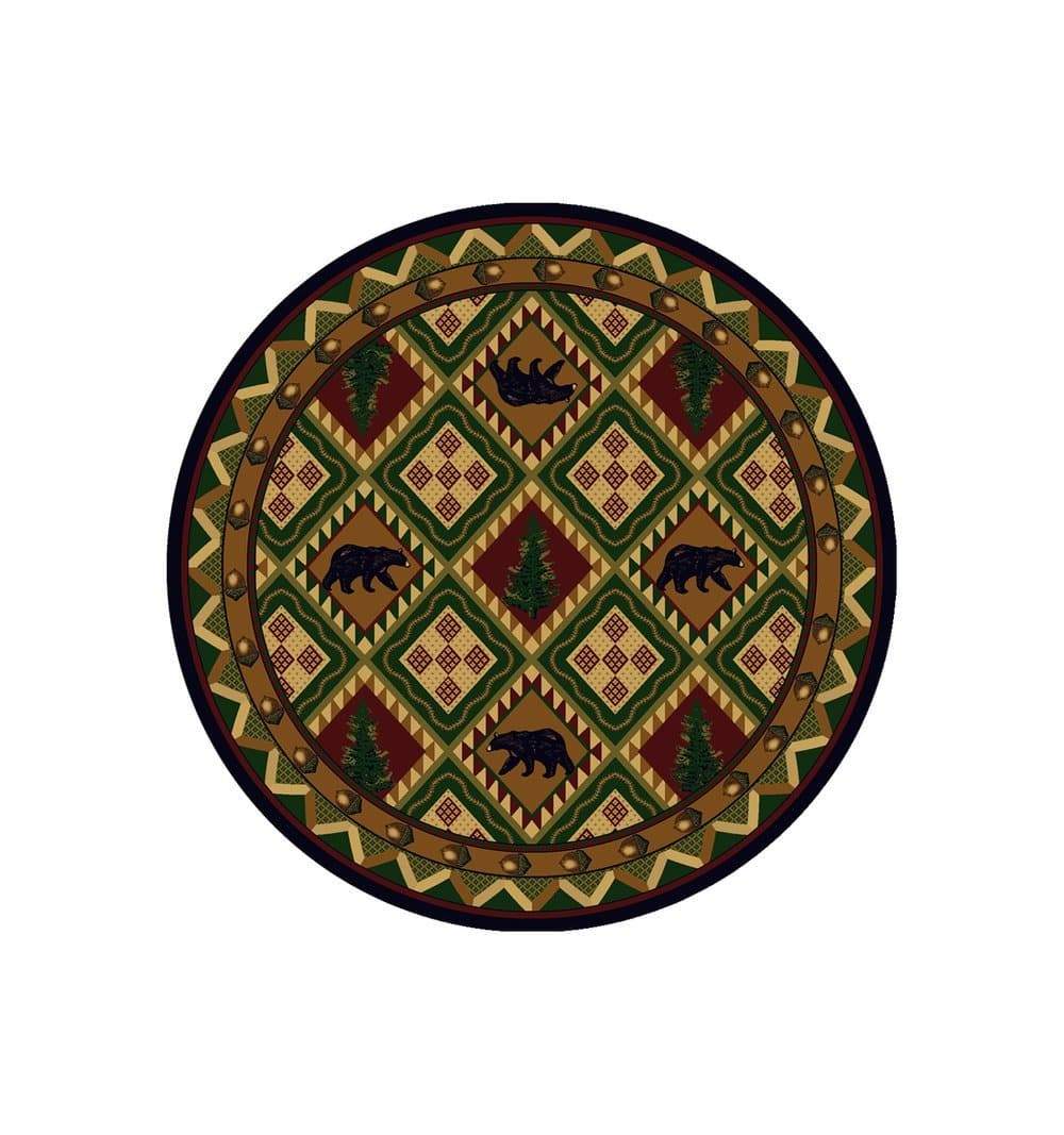 Quilted Forest Cabin 8' Round Area Rug - Made in the USA - Your Western Decor, LLC