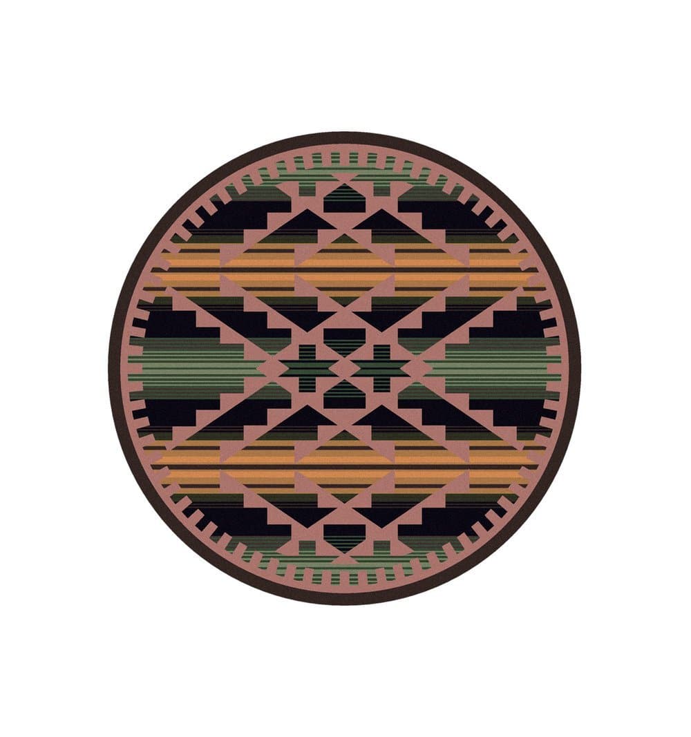 Southwest Saddle Blanket 8' Round Rugs - Made in the USA - Your Western Decor, LLC