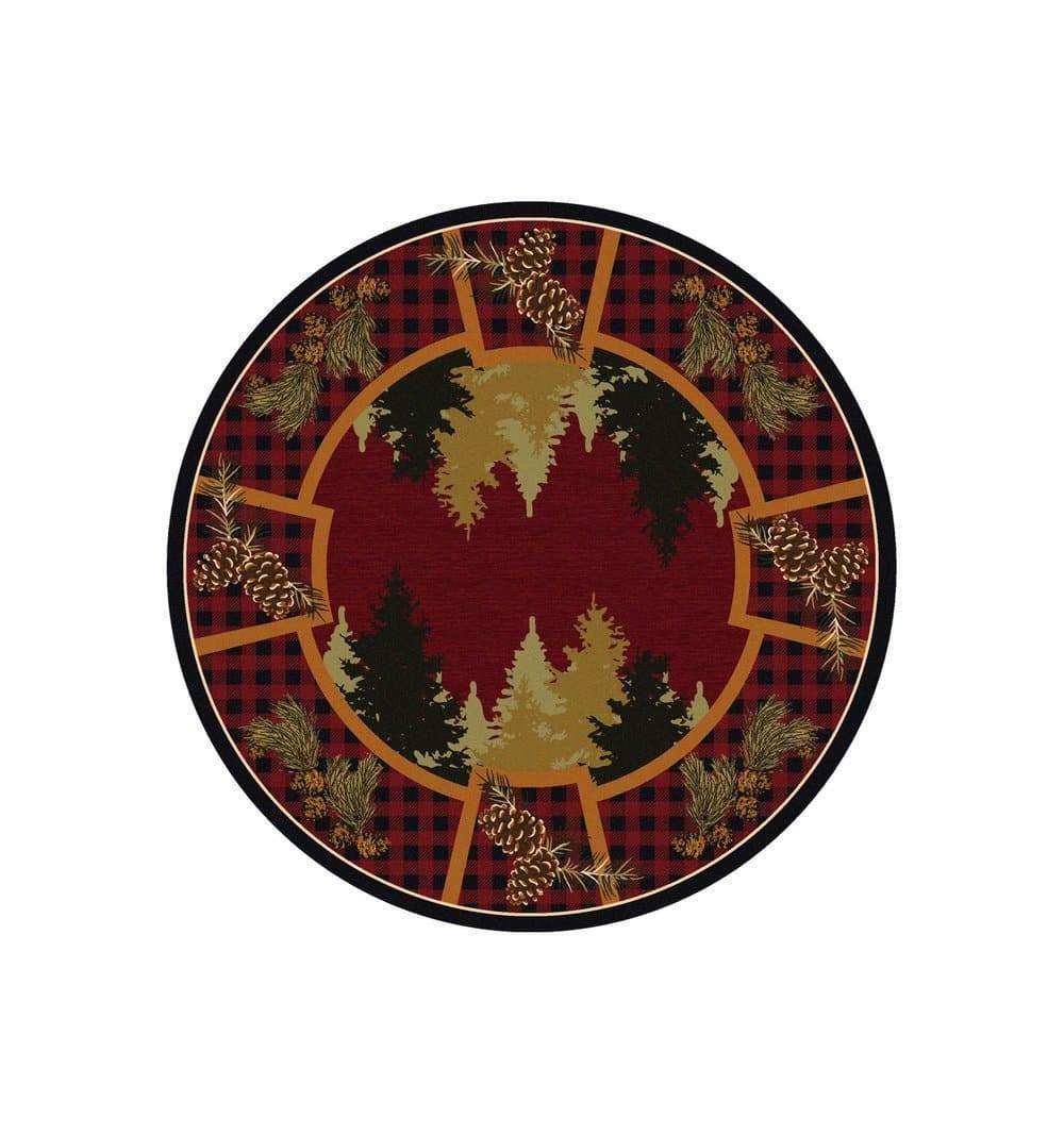 Plaid Woodsman 8' Round Area Rug - Made in the USA - Your Western Decor