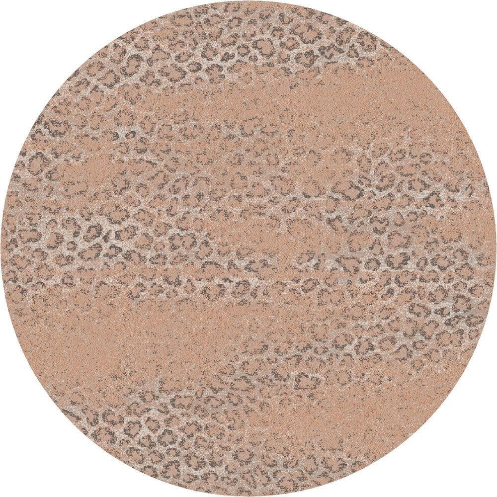 Snow Leopard Distressed Blush Round Area Rug - Your Western Decor, LLC