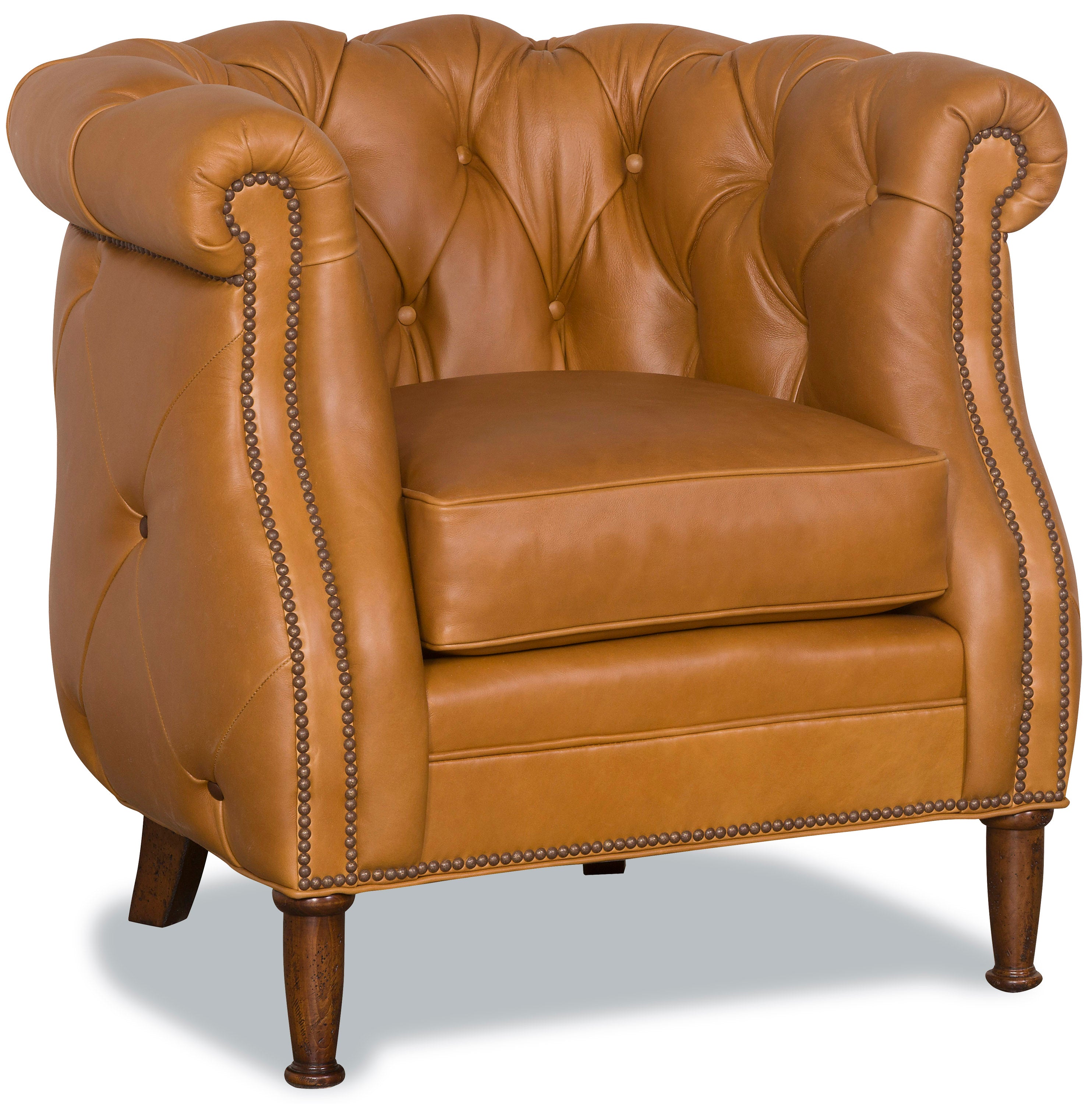 American made Sylvester Tufted Leather Tub Chair - Blue Mountain Brands USA