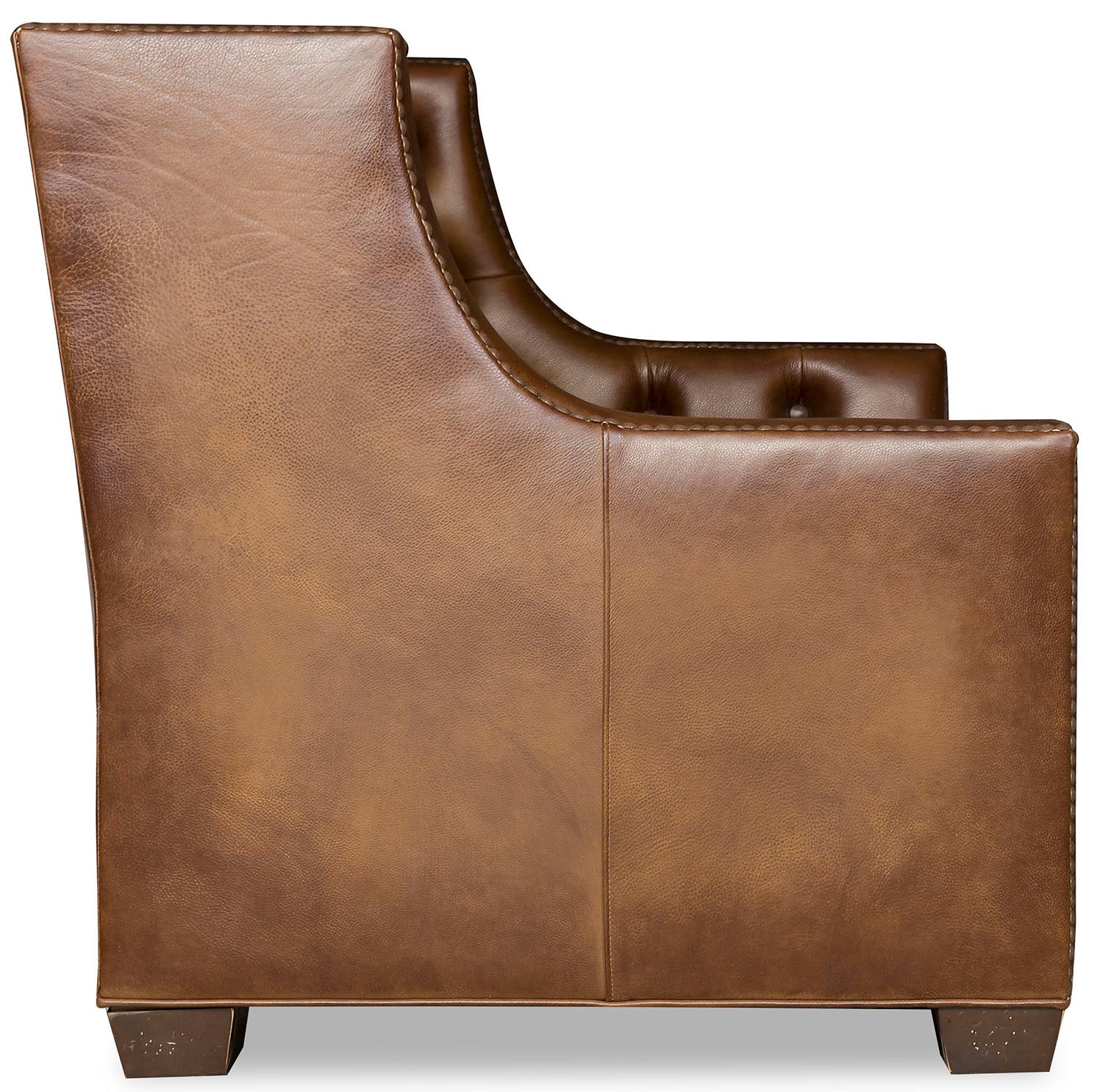Kingston luxury tufted leather sofa side view
