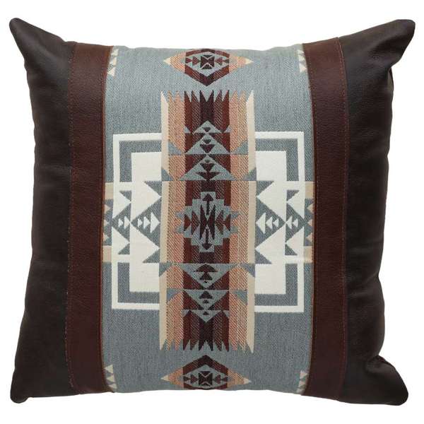 Chief Joseph Fabric and Leather Throw Pillow made in the USA - Blue Mountain Brands USA