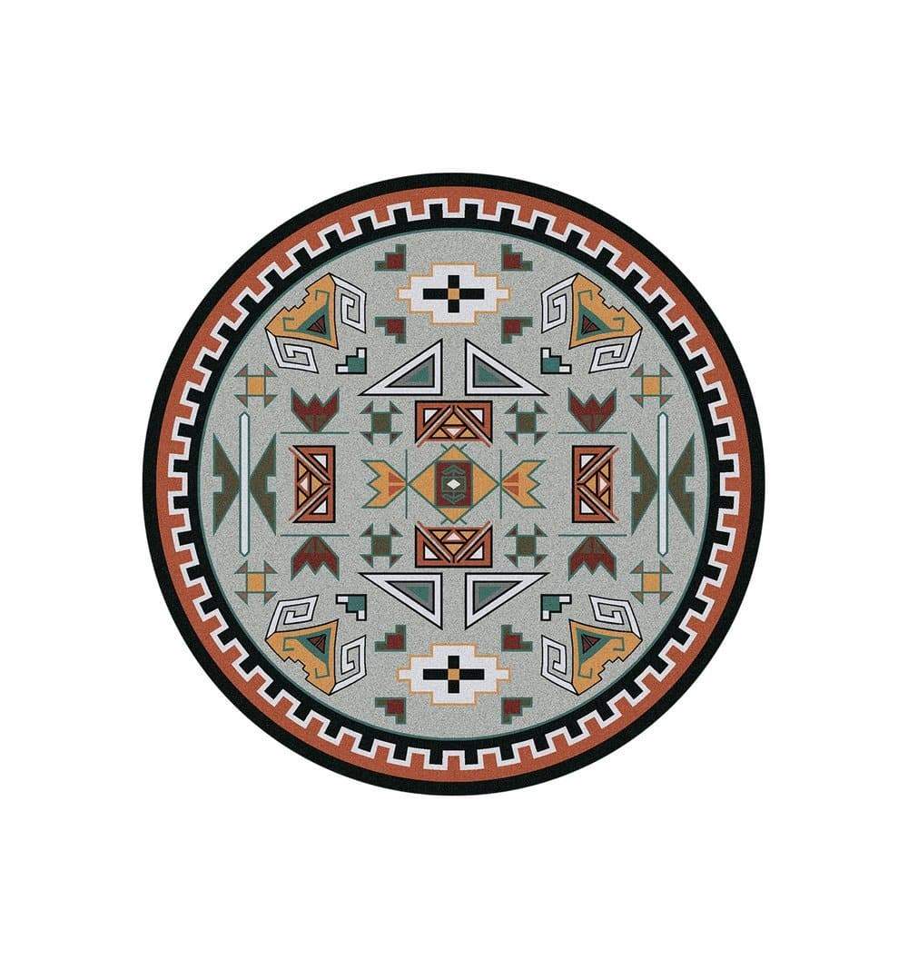 Four Rams Rust Boarder Round Area Rug - made in the USA - Your Western Decor