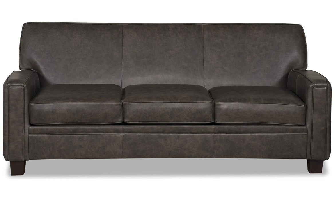 Front of dark gray leather hide-a-bed - Your Western Decor