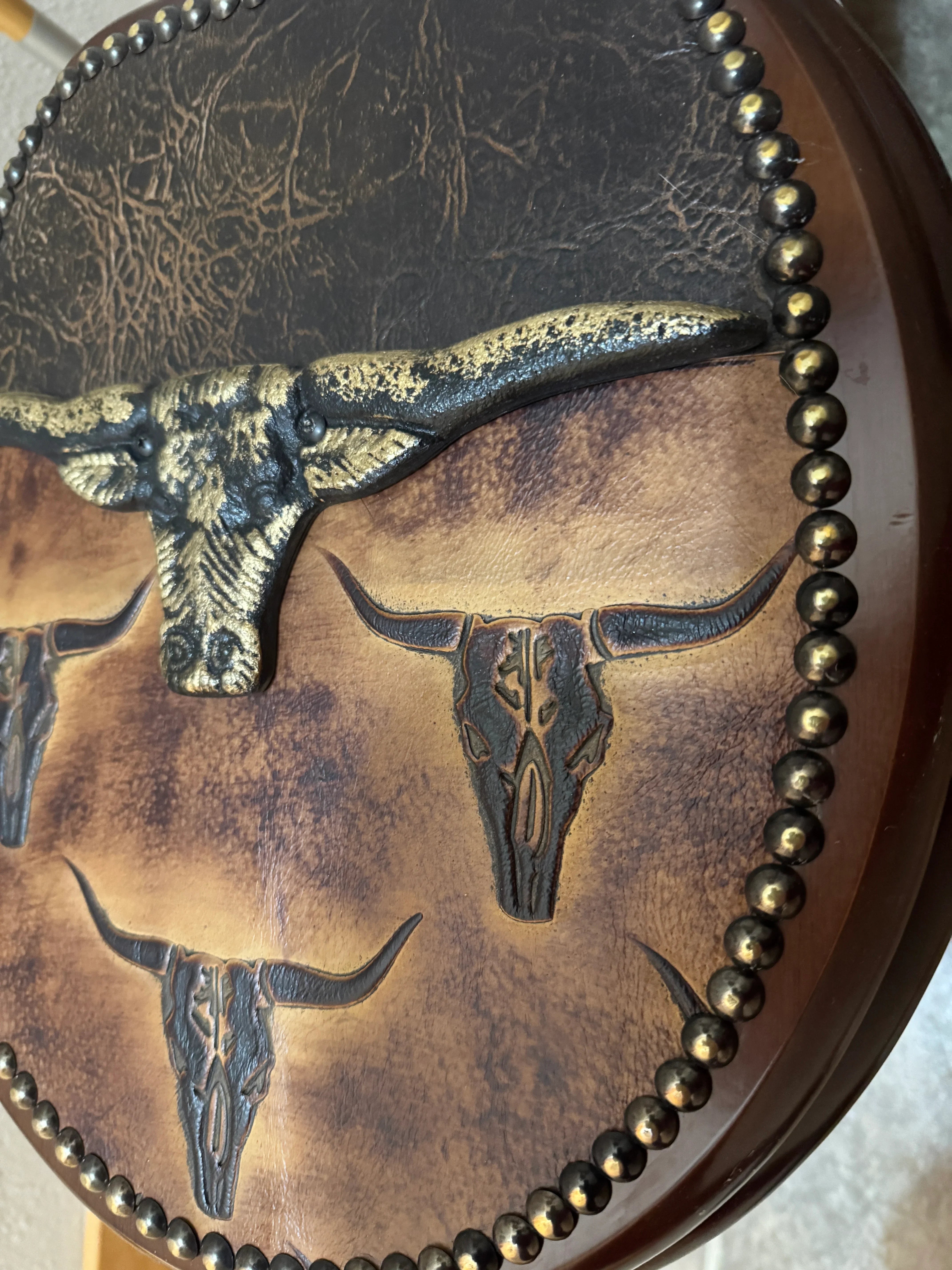 Handmade, custom made, American made Longhorn & Leather Deco Toilet Seat - Your Western Decor