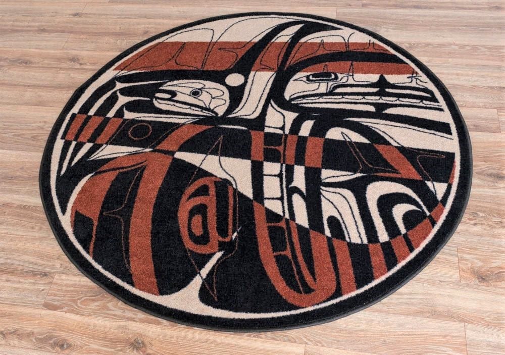 Mike Dangeli - Northern Stripes Round Area Rug - Red & Black - Your Western Decor