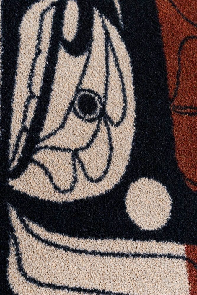 Mike Dangeli - Northern Stripes Round Area Rug - Red & Black carpet detail - Your Western Decor