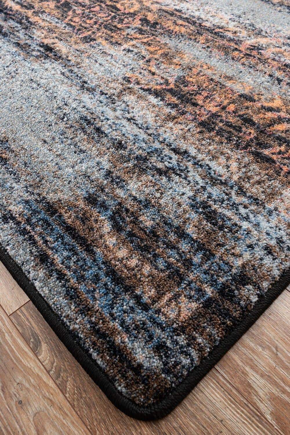 Montreal Distressed Elements Rug Corner Detail - Made in the USA - Your Western Decor