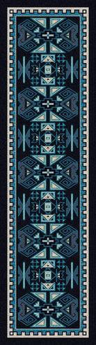 Four Rams Blue Contemporary Floor Runner Made in the USA - Your Western Decor