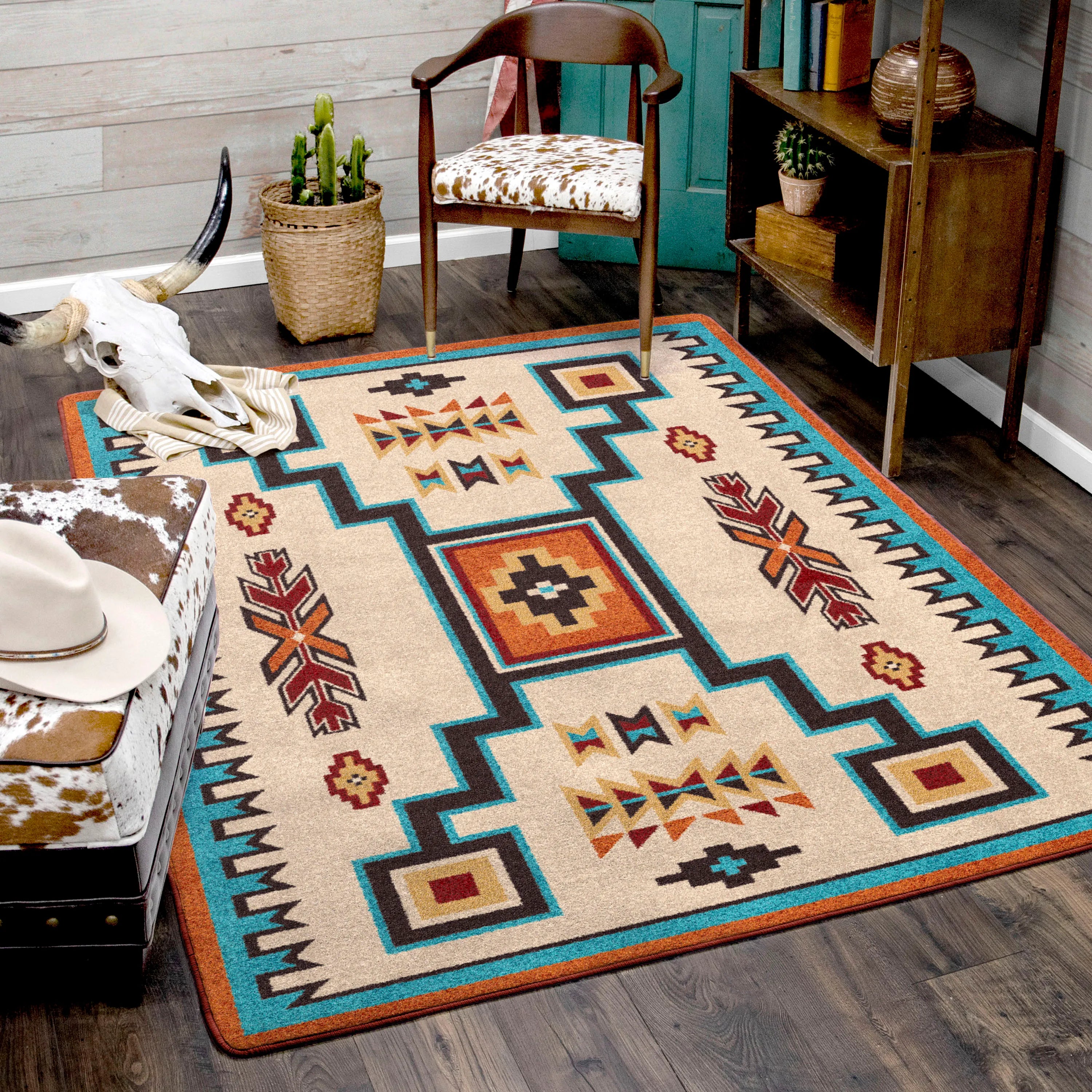 Old crow southwestern area rug made in the USA  - Your Western Decor