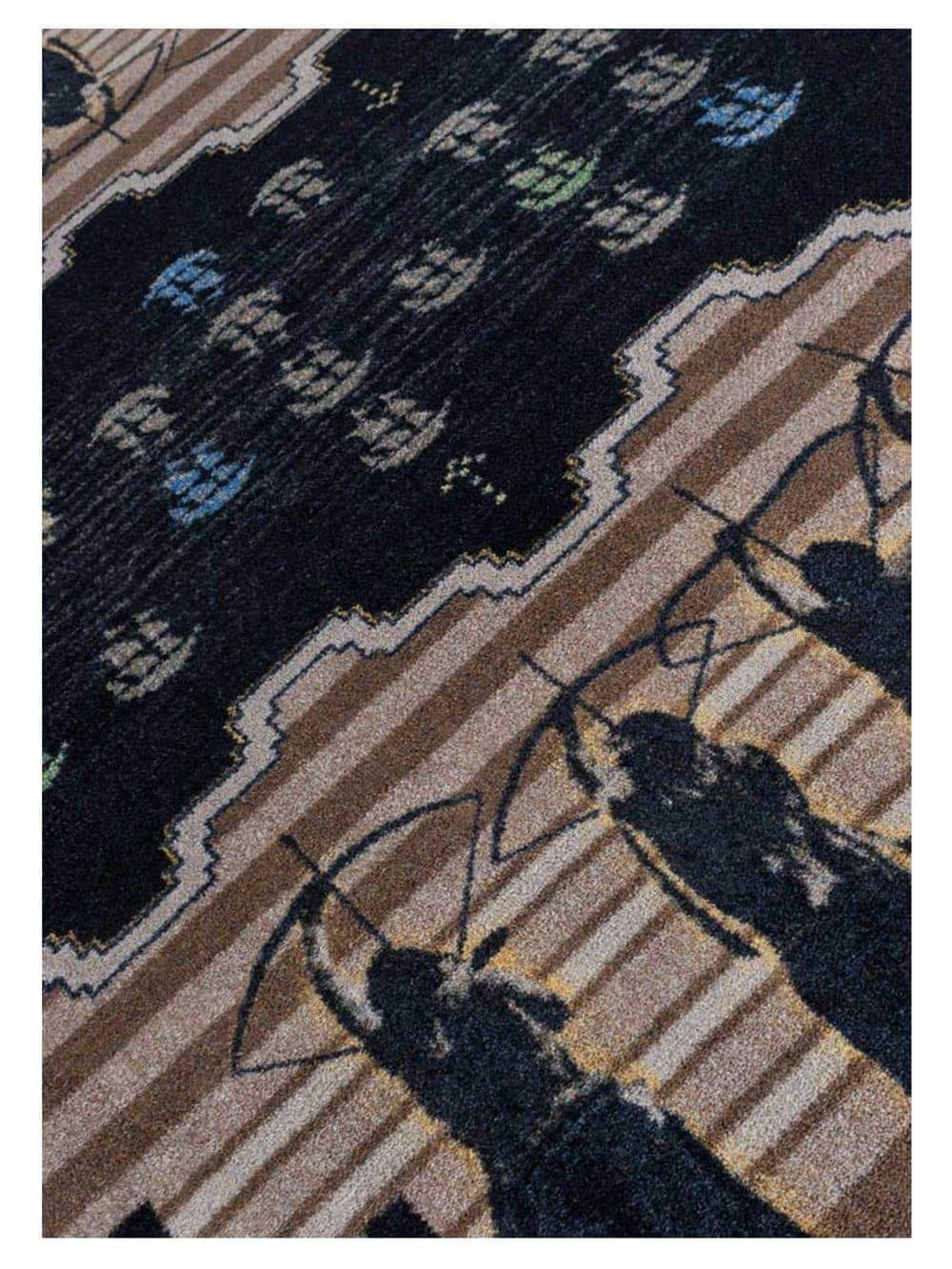 Native American Decor. Native Invaders Area Rug detail. Black brown5x8 made in the USA. Free shipping. Your Western Decor