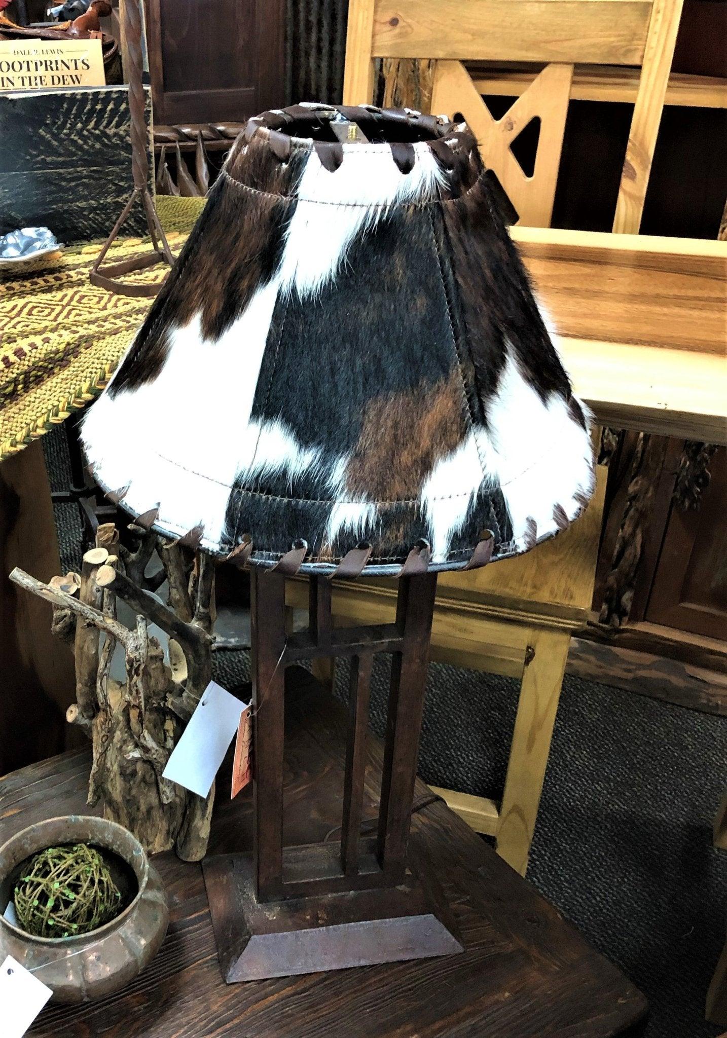 Handmade 15" Tri Color Cowhide Lamp Shade - Blue Mountain Brands USA