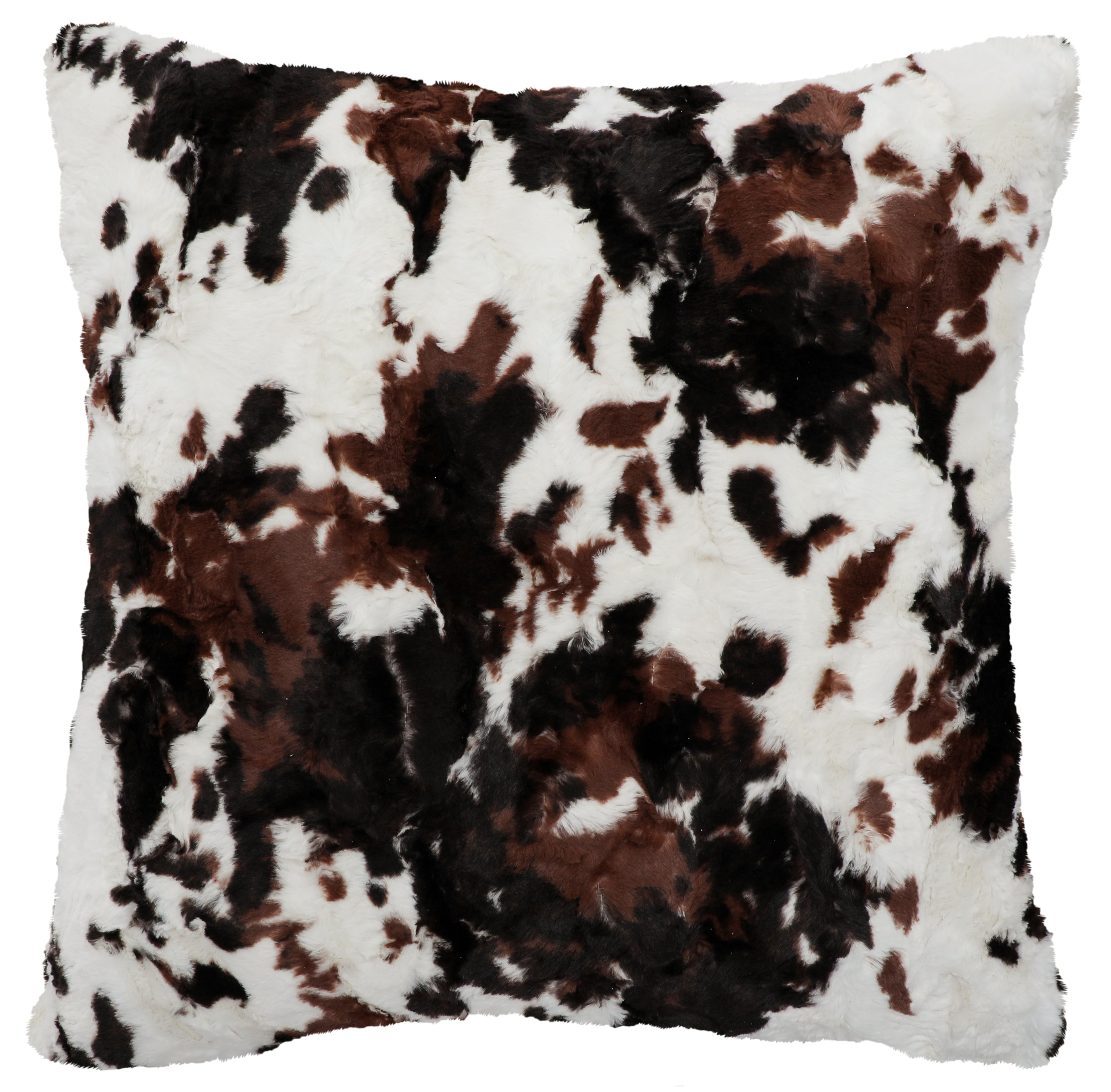 Tri color faux cuddle fur euro sham in tri color cowhide print - Blue Mountain Brands USA