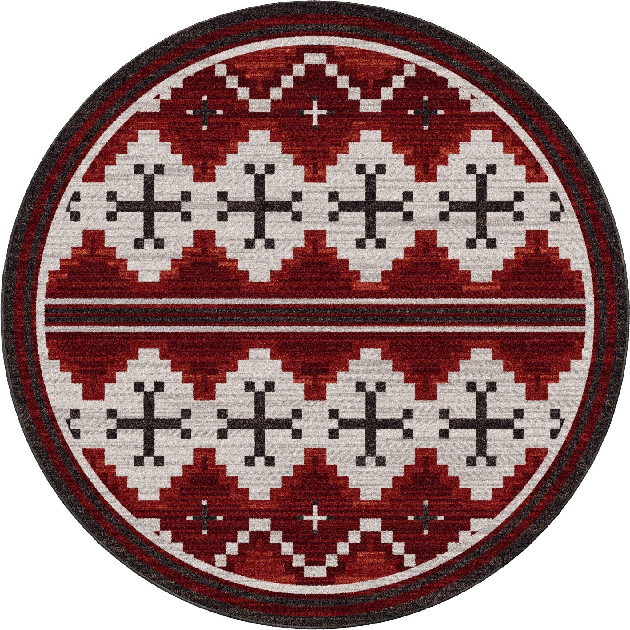 Aspen Area Rug in Reds 8' Round made in the USA - Blue Mountain Brands USA Home Decor