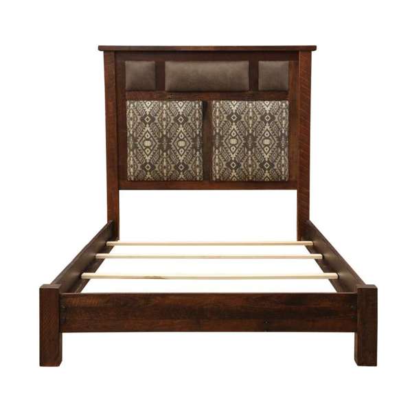 Custom upholstered barnwood bed made in the USA - Blue Mountain Brands USA