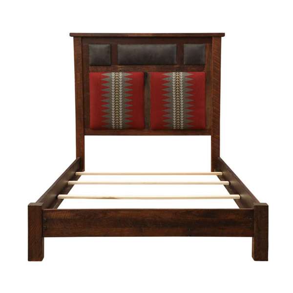 Custom upholstered barnwood bed made in the USA - Blue Mountain Brands USA