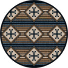 American made Southwest Bison Black Russet Round Area Rug - Blue Mountain Brands USA