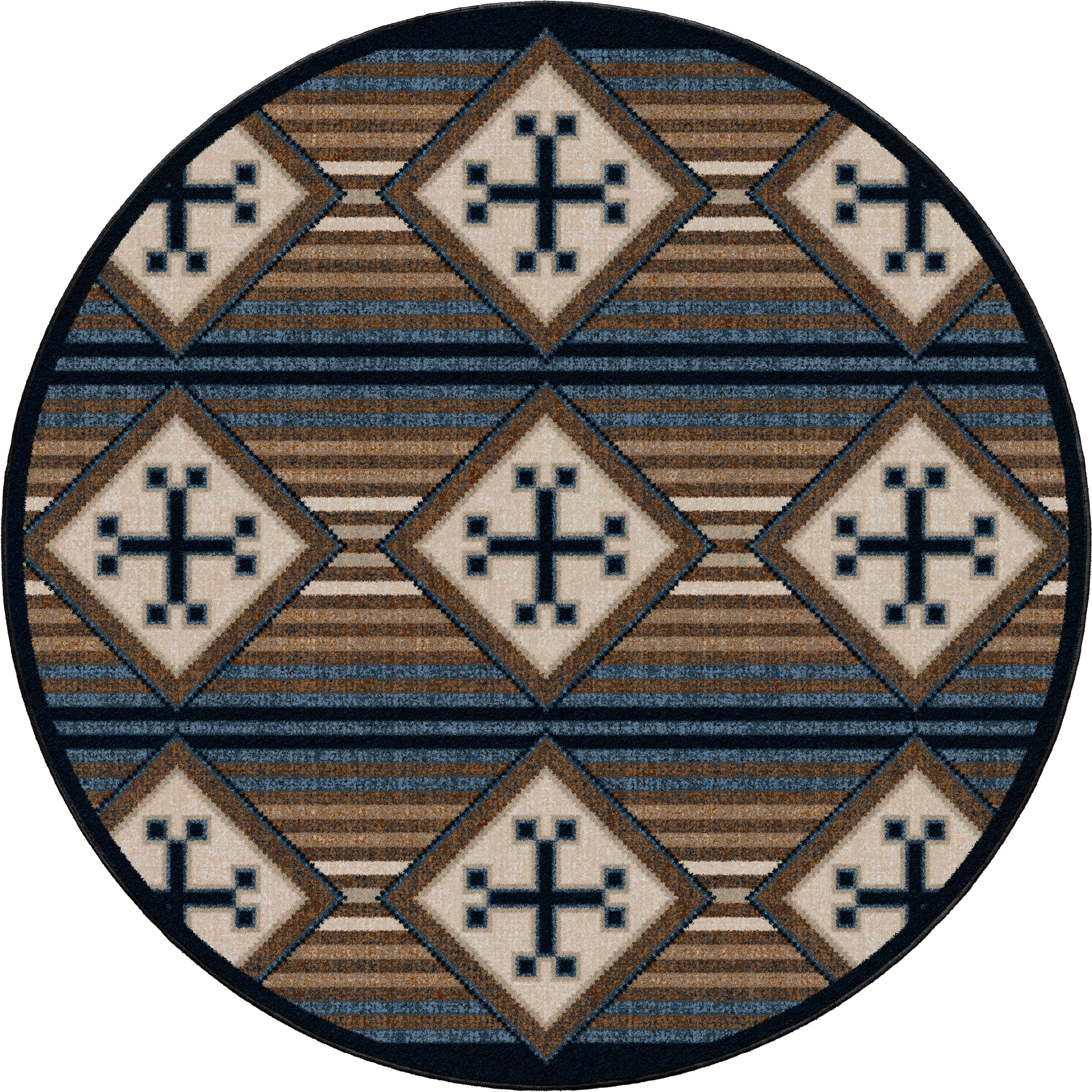 American made Southwest Bison Black Russet Round Area Rug - Blue Mountain Brands USA