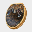 Horses, Bits  & Brindle Cowhide Toilet Seat made in the USA - Your Western Decor