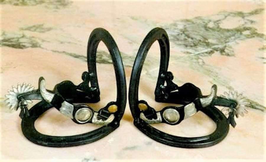 Embossed Silver Western Spur Bookends - Made in the USA - Blue Mountain Brands USA