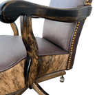 Leather and Brindle Cowhide Office Chair - American made by Blue Mountain Brands USA