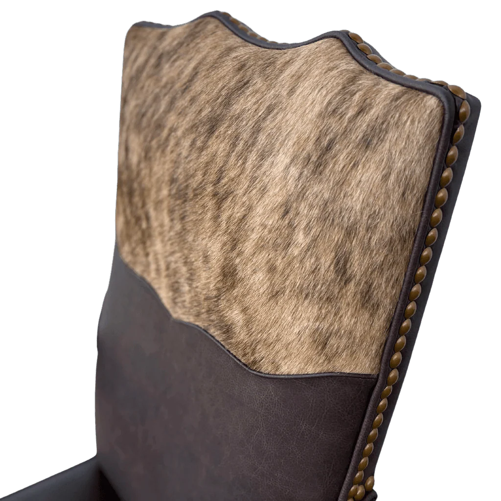 Leather and Brindle Cowhide Office Chair - American made furniture by Blue Mountain Bands USA