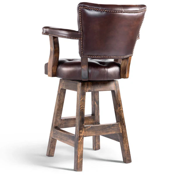 Back or brown leather tufted swivel bar chair - Blue Mountain Brands USA