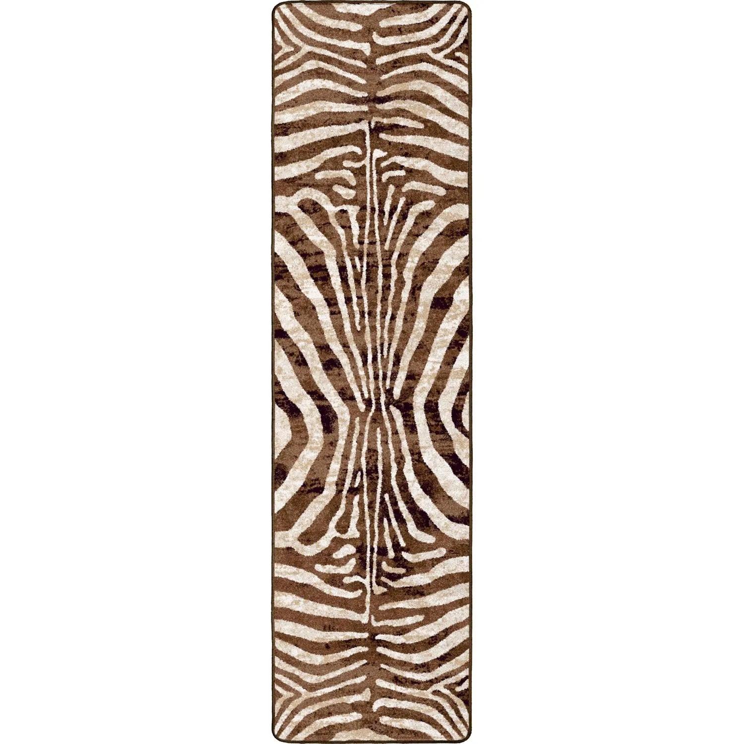 Brown Zebra Print Floor Runner - American Made Rugs - Blue Mountain Brands USA Luxury Furnishings & Decor