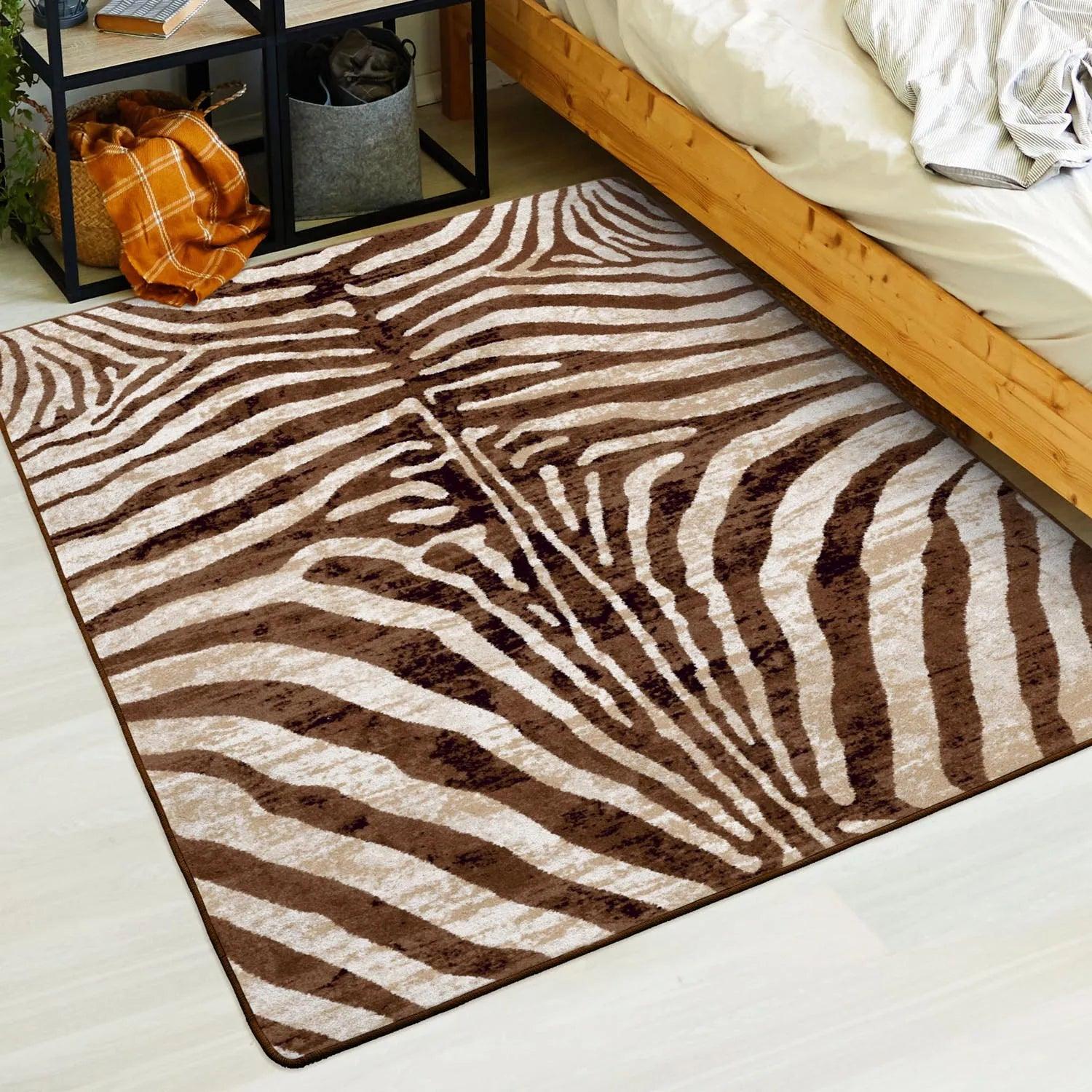 Brown Zebra Print Rugs made in the USA - Blue Mountain Brands USA Luxury Furnishings & Decor