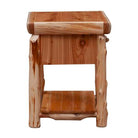 American made cedar log nightstand with drawer and self - Your Western Decor