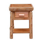 American made cedar log nightstand with drawer and self - Your Western Decor