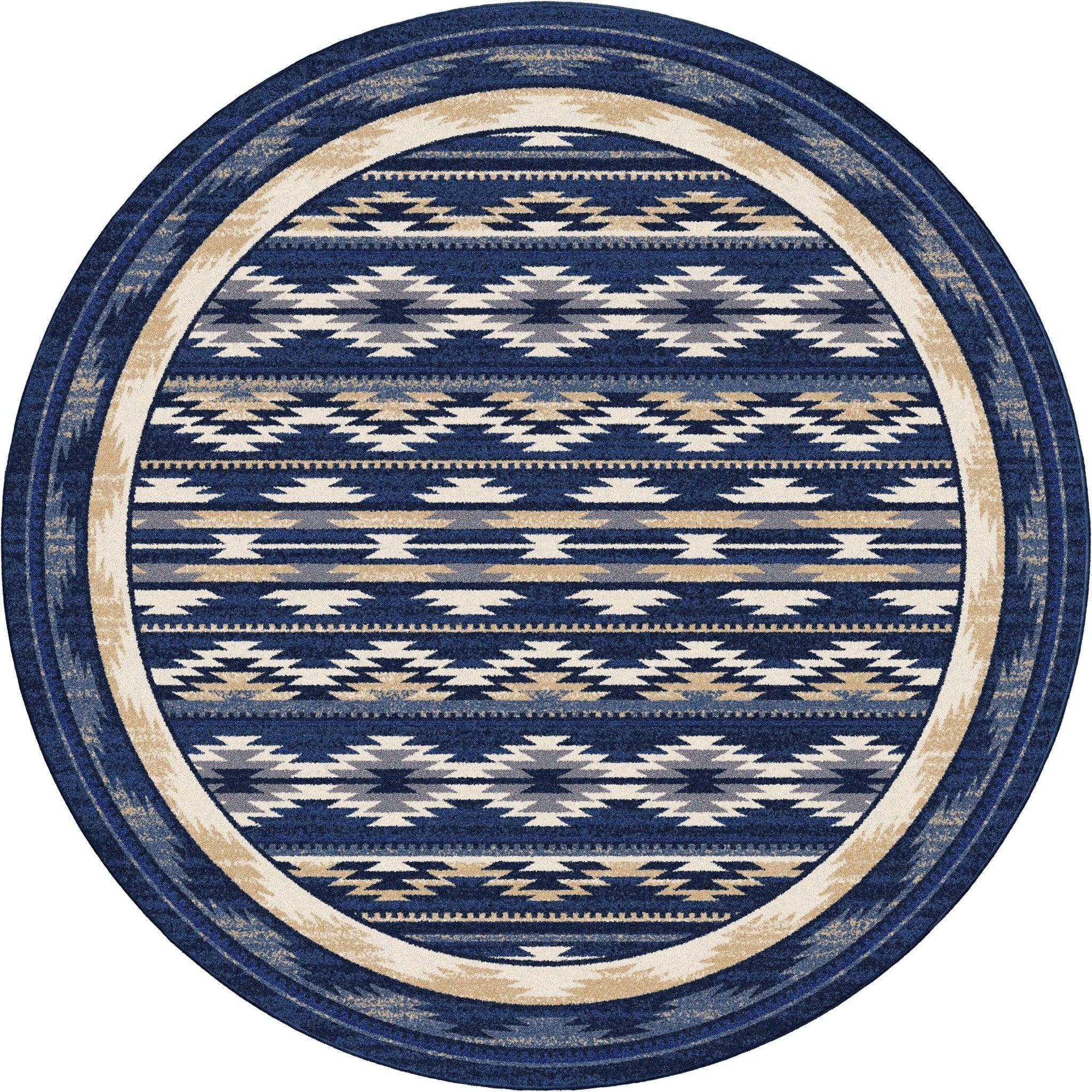Cornflower Aztec Round Rug - Made in the USA - Your Western Decor