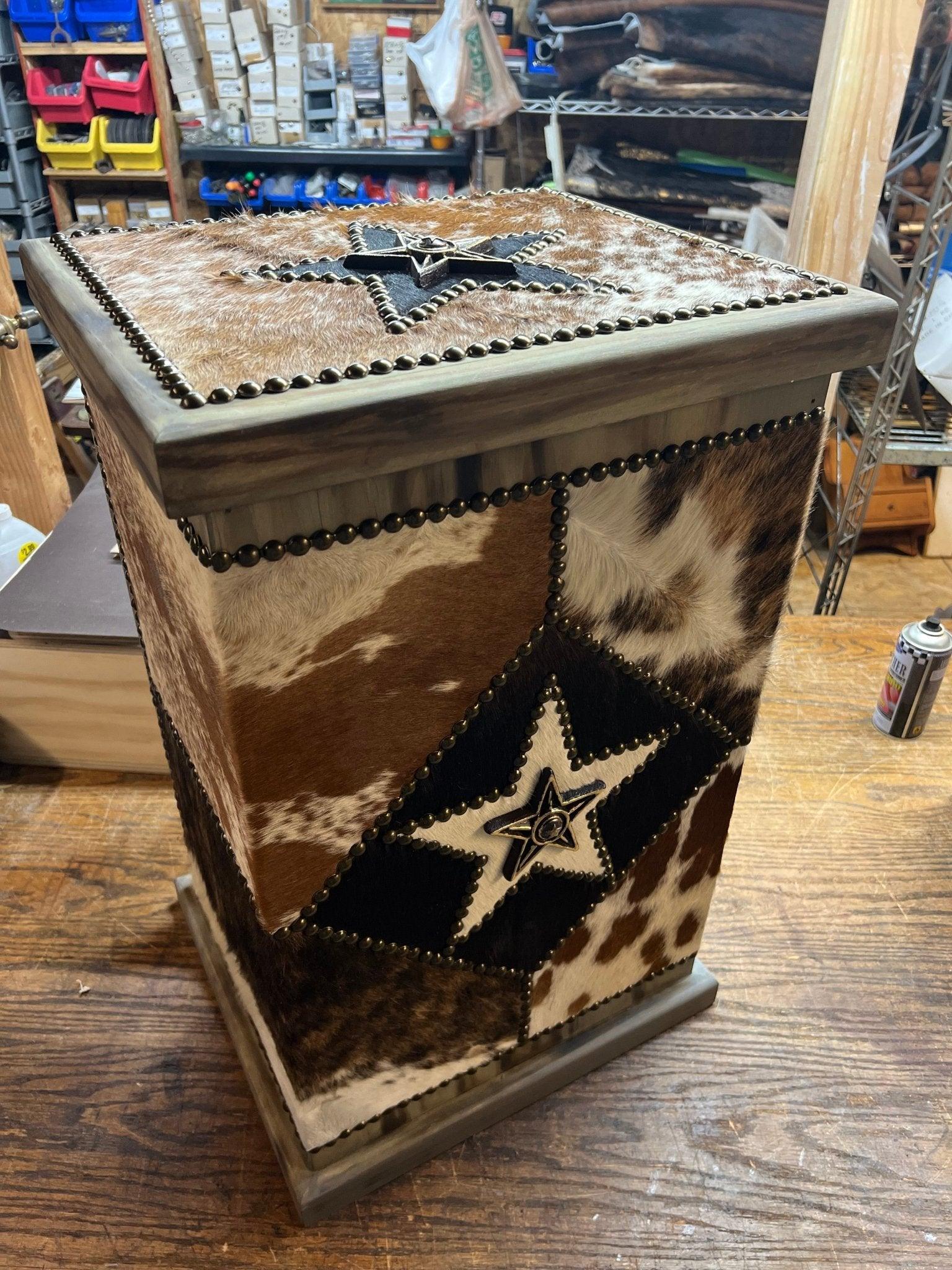 Cowhide & Pine Hamper made in the USA - Blue Mountain Brands USA