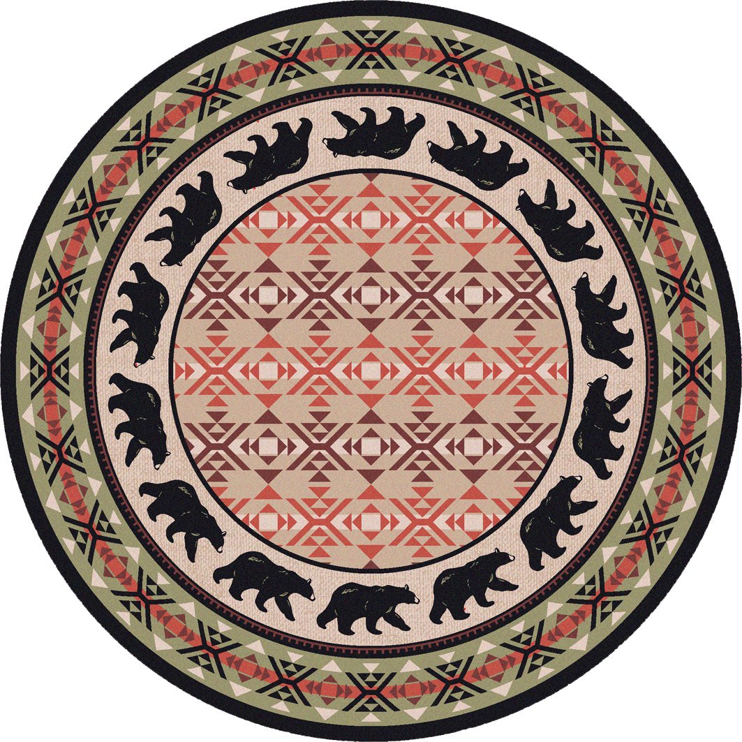 Strolling black bear round area rug made in the USA - Your Western Decor - Your Western Decor