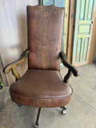 Saddle Croc Leather Western Office Chair made in the USA - Blue Mountain Brands USA