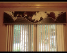 American made Custom Western Window Cornices in tri color cowhide and embossed leather - Blue Mountain Brands USA