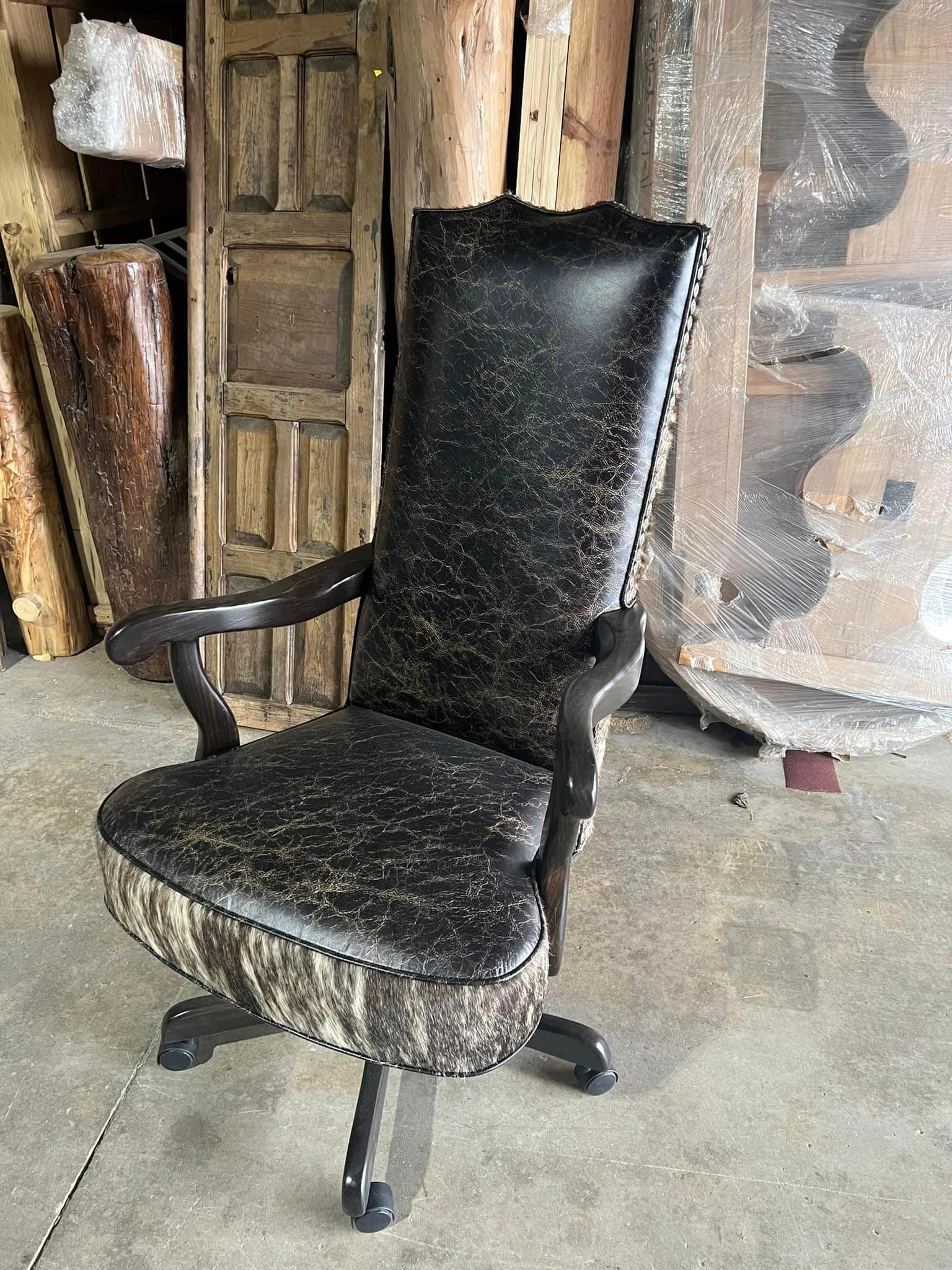 Rustic Distressed Leather Office Chair - Blue Mountain Brands USA