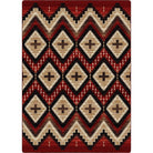 American made Fire Seeker area rug in red, black, beige, tan - Blue Mountain Brands USA Home Decor