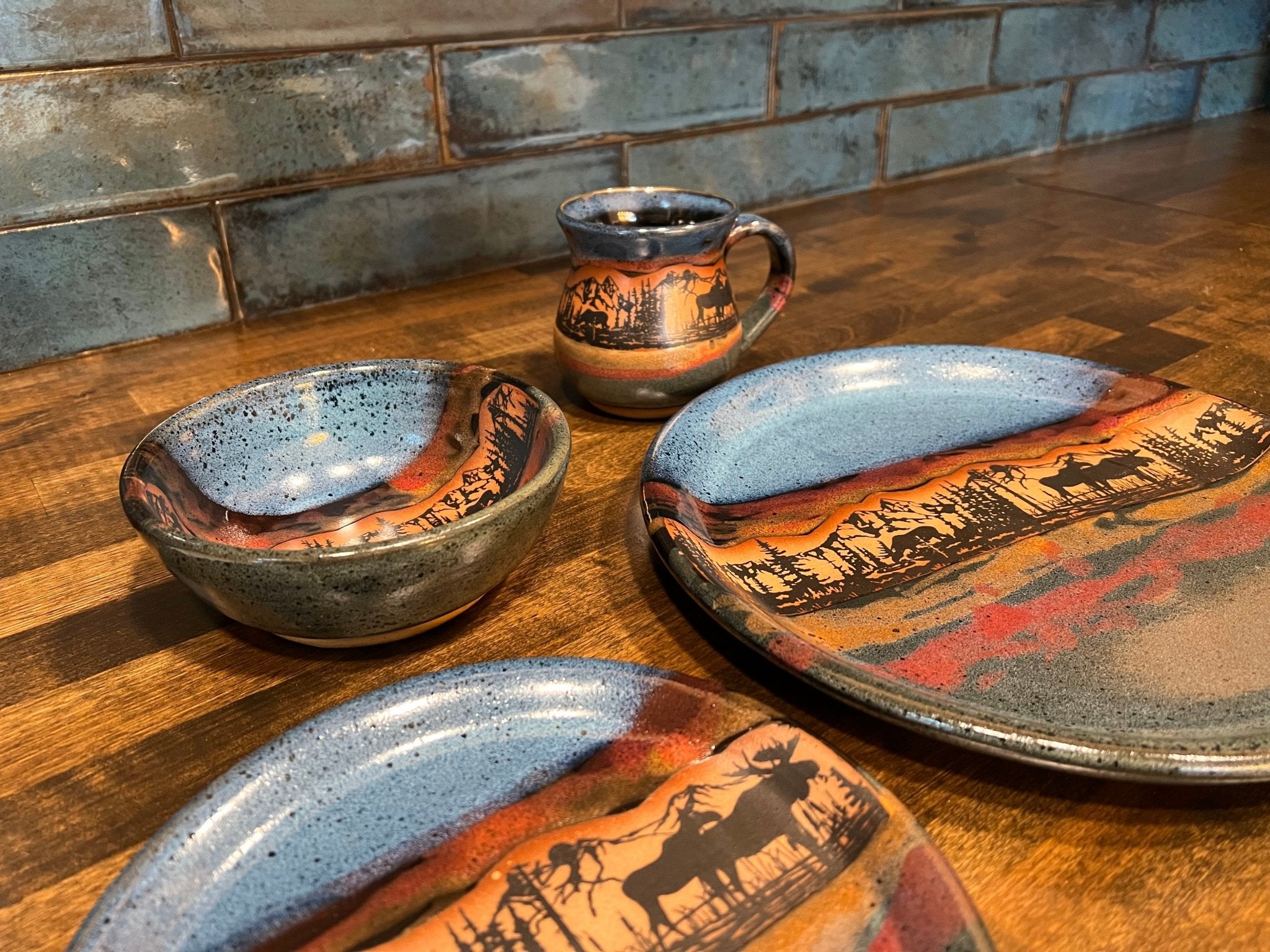 Forest Moose Dinnerware Oz Lodge Alaska - Blue Mountain Brands