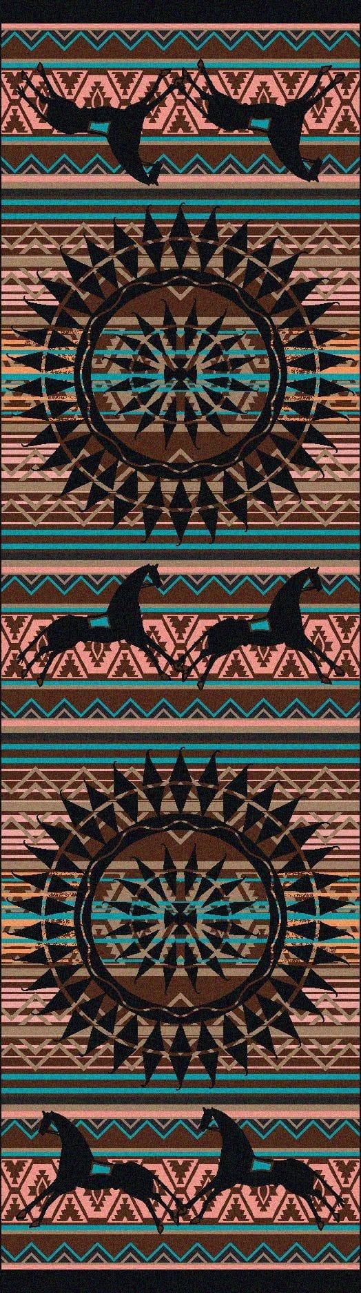 The Ghost Riders Floor Runner in Turquoise - Made in the USA - Your Western Decor