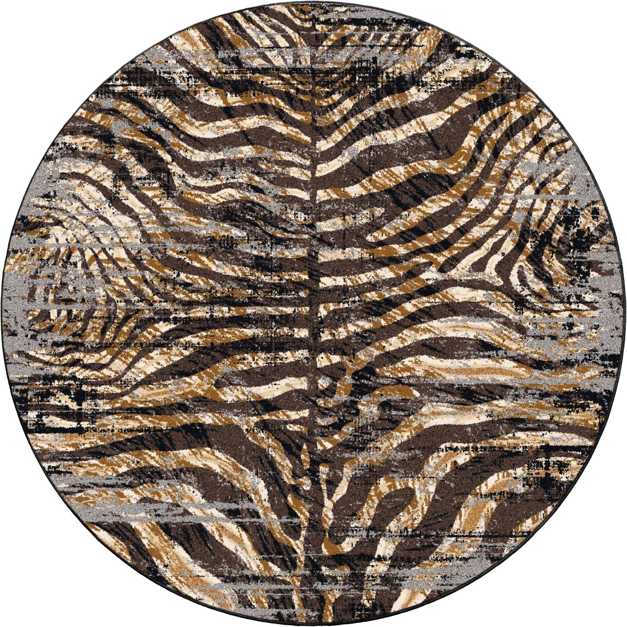 Golden Zebra Round Area Rug made in the USA - Blue Mountain Brands USA Home Decor