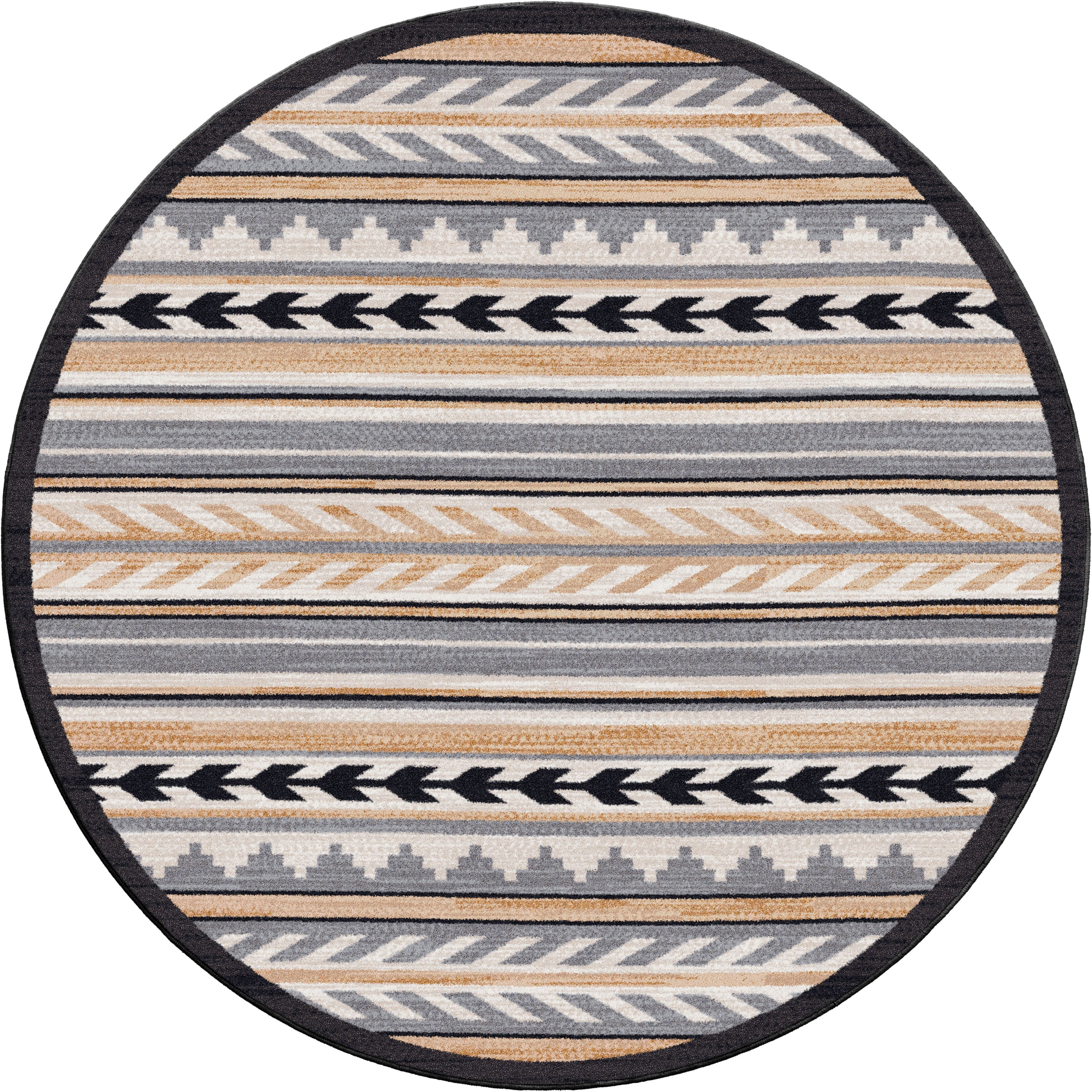 American made Southwestern Grand Lodge Progression Round Area Rug in Ginger - Blue Mountain Brands USA